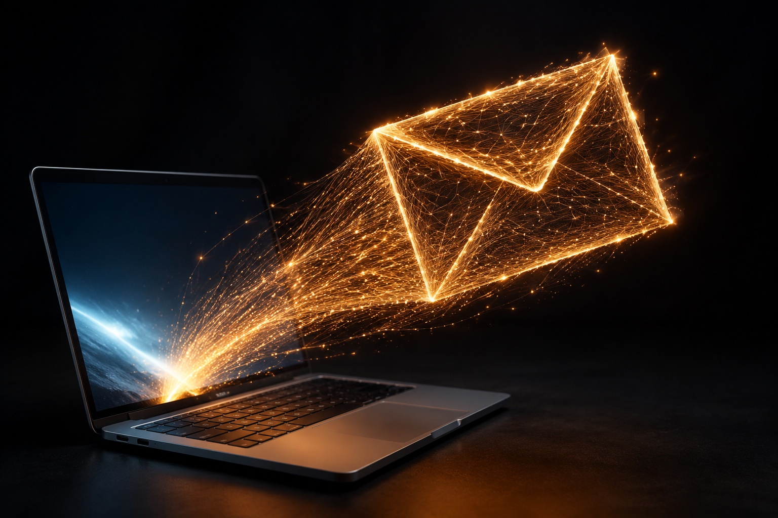Zářící obálka ze světelných vláken — e-mailová komunikace s klienty