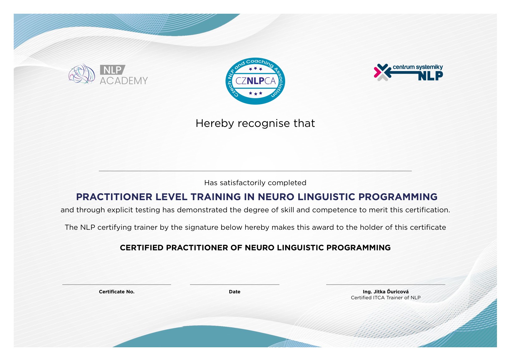 Certifikát NLP Practitioner